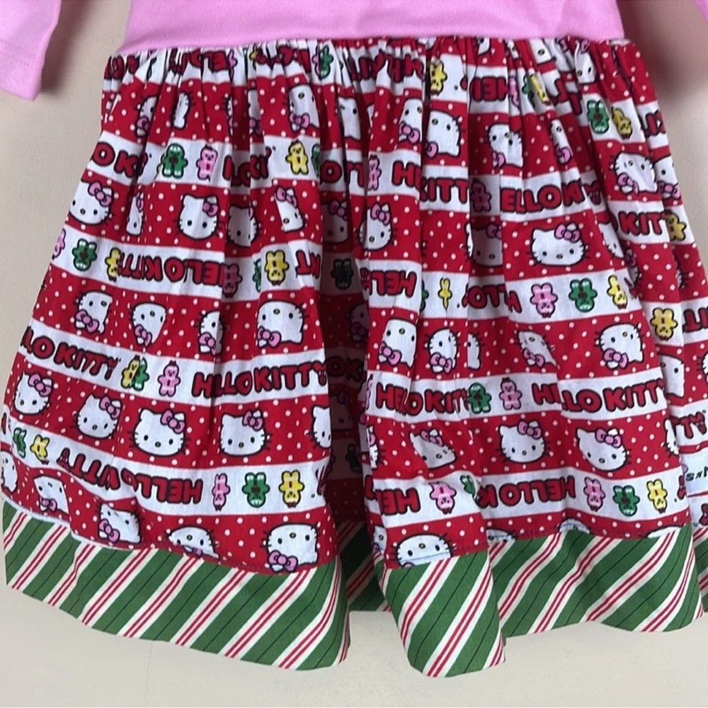Hello Kitty Chris ‘N Missy Christmas Holiday Party Dress Stripe Mixed Print